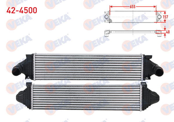 VEKA 42-4500 | Turbo Radyatörü (Intercooler) Volvo S60 II 1.5 T3-2.0 D3 2010-/ V40 D2-D3 2012-/ V60 D3-T3 2010 -