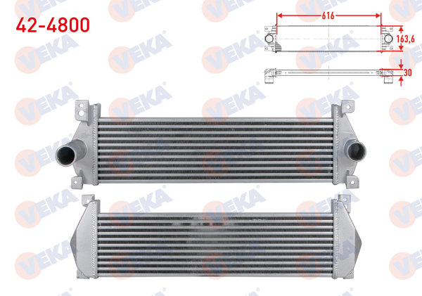 VEKA 42-4800 | Turbo Radyatörü (Intercooler) Ssangyong Actyon I 2.0 Xdı 4X4 2005-2012 / Actyon Sports I 2.0 Xdı 4X4 2007-/ Actyon Sports II 2.0 Xdı 4X4 2012-/ Kyron 2.0 Xdı 4X4 2005-2011