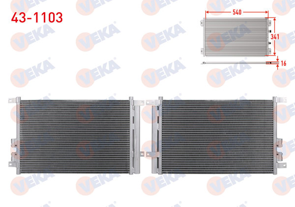 VEKA 43-1103 | Klima Radyatörü Alfa Romeo 147 (937) 1.9 JTD 2001-2010 / 156 (932) 1.6 Ts-1.9 JTD-2.0 Ts-2.0 Jts-2.4 JTD-2.5 2000-2005