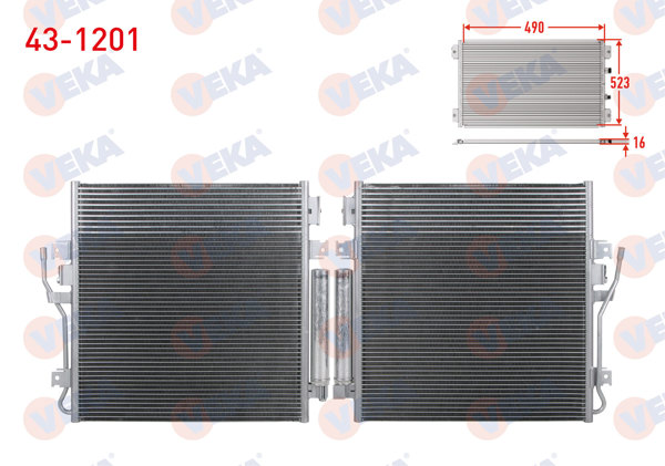 VEKA 43-1201 | Klima Radyatörü Jeep Cherokee (Kk) 2.8 Crd 2008-2013 / Dodge Nitro 2.8 Crd 2007 -