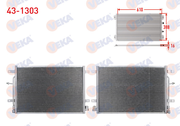 VEKA 43-1303 | Klima Radyatörü Audi A4 (8E2,B6) 1.6-1.8 T-1.9 TDI-2.0-2.5 TDI 2000-2004 / Seat Exeo (3R2) 1.6 2008 -
