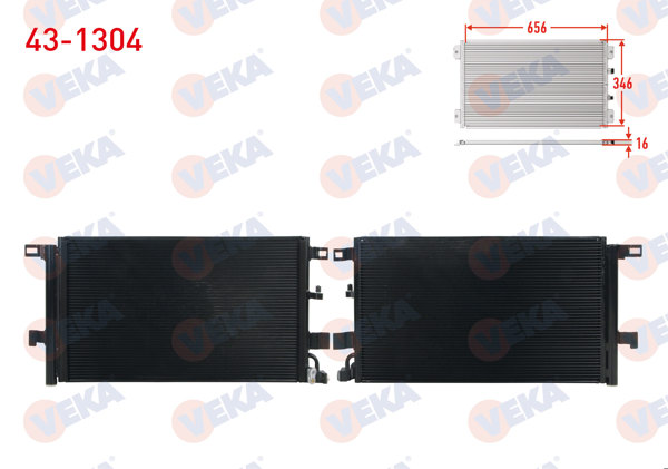 VEKA 43-1304 | Klima Radyatörü Audi A4 (8W2,B9) 1.4 TFSI-2.0 TDI 2015-/ A5 (F53) 1.4 TFSI-2.0 TDI 2017-/ A6 (4A2) 2.0 TDI-2.0 TFSI 2018 -