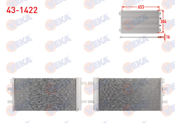VEKA 43-1422 | Klima Radyatörü BMW (F39, F40, F45, F48, F52, F60) / B37, B46, B47, B48