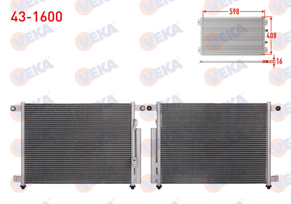 VEKA 43-1600 | Klima Radyatörü Chevrolet Aveo (T250) 1.4İ A-T / M-T 2006-2011
