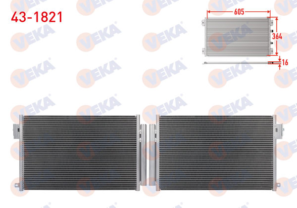 VEKA 43-1821 | Klima Radyatörü Fiat Egea 1.4 16V M-T 2015 -