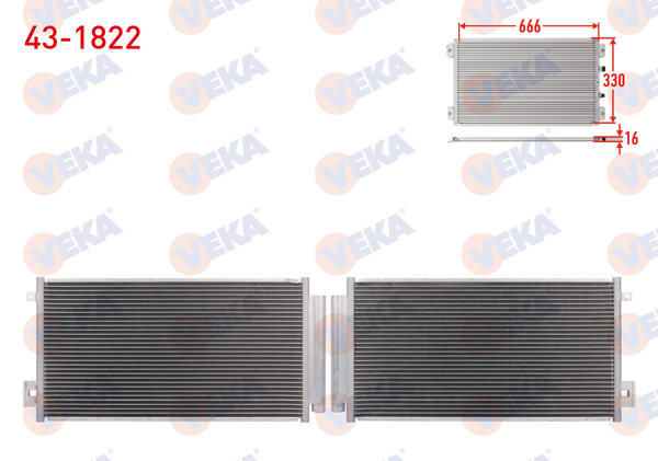 VEKA 43-1822 | Klima Radyatörü Fiat Egea 1.3 Mjt M-T 2015 -