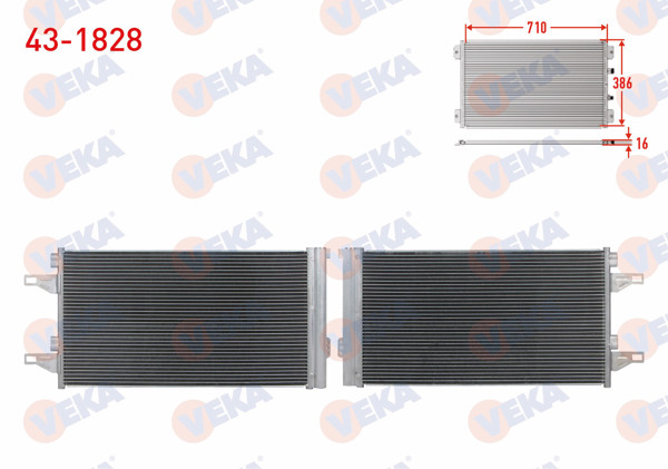 VEKA 43-1828 | Klima Radyatörü Fiat Ducato 2006-/ Citroen Jumper 2006-/ Peugeot Boxer 2006-/ 2.2 D, 2.3 D