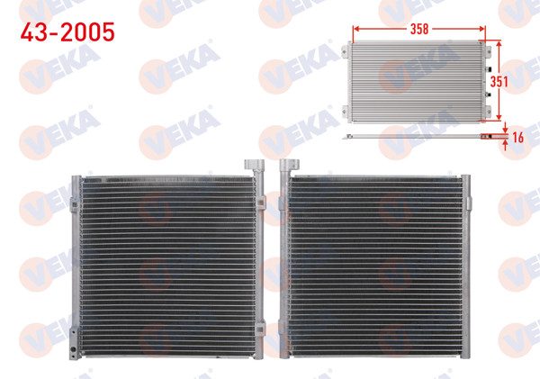 VEKA 43-2005 | Klima Radyatörü Honda Civic VI 1.4İ-1.5İ-1.6İ 1995-2001 / Hr-V (Gh) 1.6 1999-2005 / Rover 400 (Rt) 416 Gsı-418 D 1995-2000 / 45 (Rt) 1.6-1.8 2000-2005