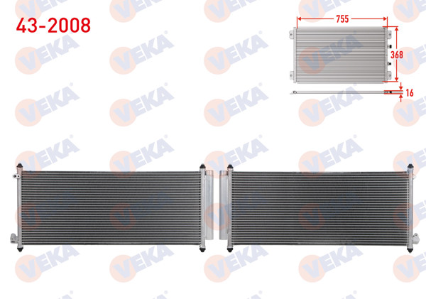 VEKA 43-2008 | Klima Radyatörü Honda Jazz 1.4 Büyük Klima 2002-2008
