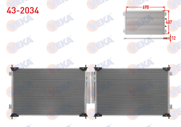 VEKA 43-2034 | Klima Radyatörü Honda Hr-V 1.5 İ-Vtec, 1.6 İ-Dtec 2015 -
