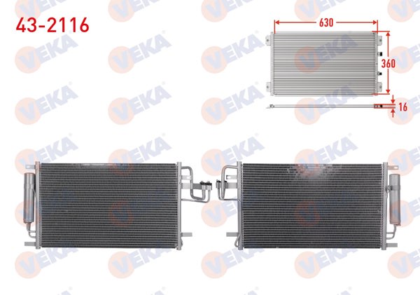 VEKA 43-2116 | Klima Radyatörü Hyundai Tucson 2.0 CRDI A-T / M-T 2004-2010
