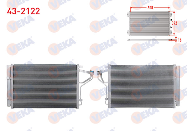 VEKA 43-2122 | Klima Radyatörü Hyundai i30 (Gd) 1.4-1.6 2011-2016 / Elantra V 1.6 2011-2015-/ Kia Cerato III 1.6 Mpı 2013-/ Ceed 1.4 Cvvt-1.4 Mpı-1.6 GDI 2012-2018