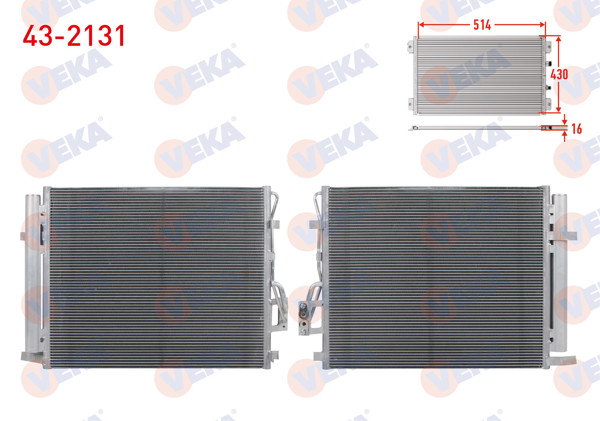 VEKA 43-2131 | Klima Radyatörü Hyundai Santa Fe (Cm) 2.0 CRDI 2006-2012