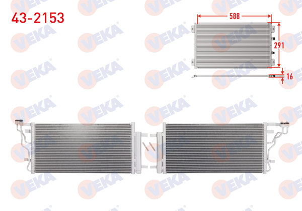 VEKA 43-2153 | Klima Radyatörü Hyundai Kona 2017-/ 1.0 T-Gdi, 1.6 T-Gdi, CRDI