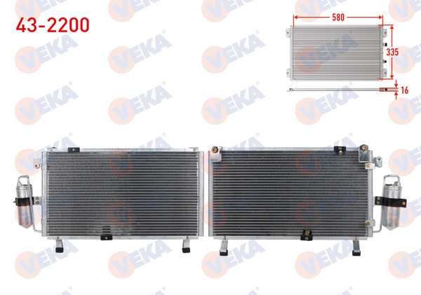 VEKA 43-2200 | Klima Radyatörü (Dıkey Bağlantı) Isuzu D-Max (8Dh) 2.5 D Euro 4 2007-2011