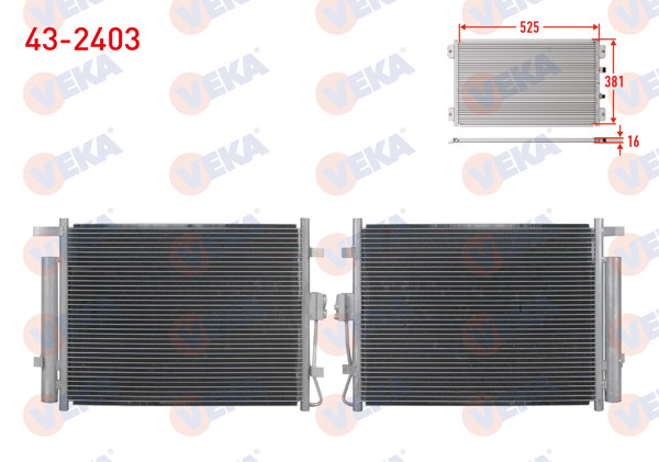 VEKA 43-2403 | Klima Radyatörü Kia Soul (Am) 1.6 CRDI A-T / M-T 2009 -