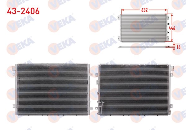 VEKA 43-2406 | Klima Radyatörü Kia Sorento I (Jc) 2.5 CRDI A-T 2002-2006