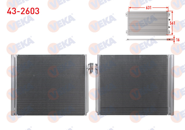 VEKA 43-2603 | Klima Radyatörü Land Rover Range Rover III 4.2-4.4 A-T 4X4 2002-2012 / Range Rover IV 5.0 V8 A-T 4X4 2012 -