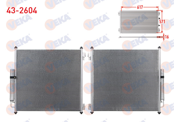 VEKA 43-2604 | Klima Radyatörü Range Rover IV L405 3.0 Sdv6, 4.4 V8, 5.0 V8, Scv8 2012-/ Sport II L494 3.0 P400, 3.0 Sdv6, 5.0 Scv8 2013-/ Defender L663 3.0 P400 2020 -