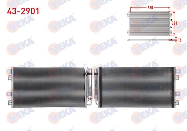 VEKA 43-2901 | Klima Radyatörü Mini Cooper (R50,R53) 1.6İ 16V 2001-2006 / Cooper One 1.6İ 16V 2001-2006 / Cooper S 1.6İ 16V 2001-2006