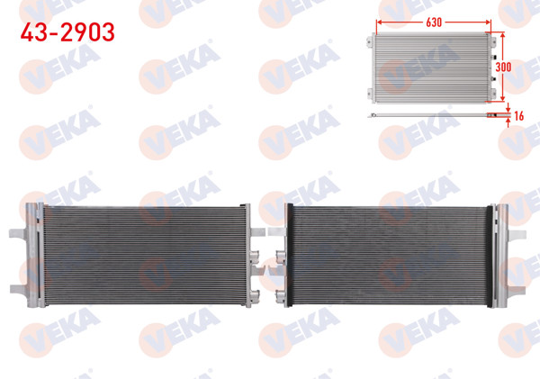 VEKA 43-2903 | Klima Radyatörü Mini Cooper (F55) 1.5-1.5 D 2013-/ Cooper S (F55) 2.0 2013-/ Clubman (F54) 1.5 2014 -