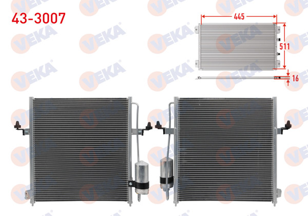 VEKA 43-3007 | Klima Radyatörü Mitsubishi L200 2.5 Dıd 2005-(Yeni Tip, Uzun)