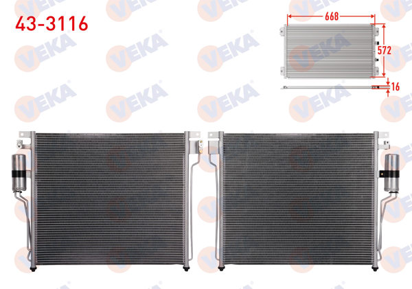 VEKA 43-3116 | Klima Radyatörü Nissan Navara (D40) 2.5 DCI 2005-2015
