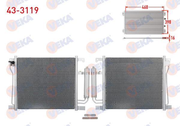 VEKA 43-3119 | Klima Radyatörü Nissan Juke 1.5 DCI, 1.2, 1.6 2010 -