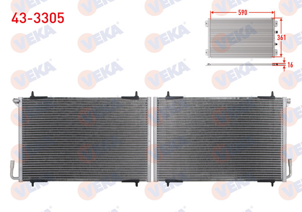 VEKA 43-3305 | Klima Radyatörü Peugeot 206 (2A / C) 1.4İ 16V A-T / M-T 4 Bacaklı 1998-2006