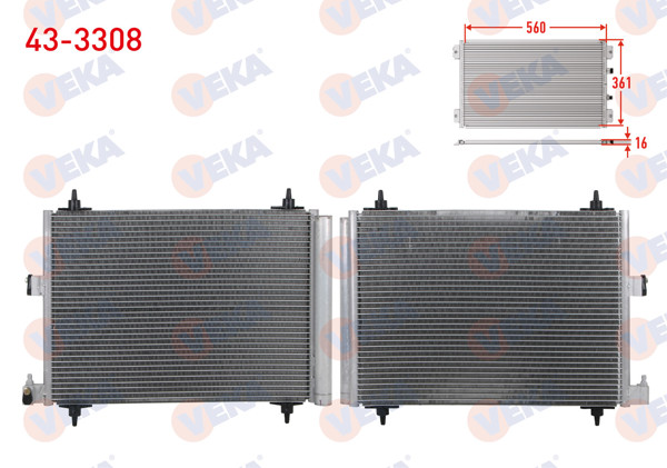 VEKA 43-3308 | Klima Radyatörü Peugeot Partner (5,5F) 1.9 D 1996-2008