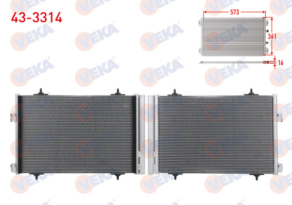 VEKA 43-3314 | Klima Radyatörü Peugeot 508 I 1.6 HDI, 1.6 E-HDI, 1.6 Bluehdı, 1.6 Thp, 1.6 VTI 2010-2018 / Citroen C5 III (X7) 1.6 HDI, 1.6 E-HDI, 1.6 Thp 2008-2015