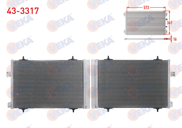 VEKA 43-3317 | Klima Radyatörü Peugeot 508 I 2.0 HDI 163Hp 2.0 Bluehdı 180Hp 2010-2018 / 407 2.0 HDI 136Hp, 163Hp 2009-2011 / Citroen C5 III (X7) 2.0 HDI 138Hp, 163Hp 2008-2012