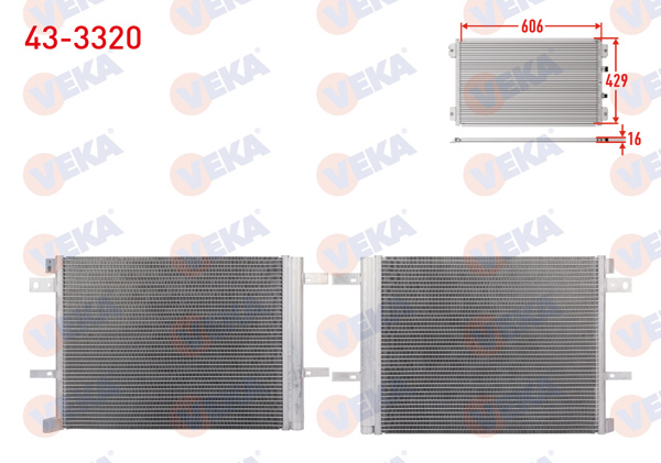 VEKA 43-3320 | Klima Radyatörü Peugeot Rifter 18-/ 3008-5008 17-/ 508 18-/ Traveller 16-/ Citroen C5 Aircross 18-/ Berlingo K9 18-/ Opel Astra L 23-/ Combo K9 19-/ Ds 7 17-/ Ds9 20-/ 1.2, 1.6 Puretech / 1.5, 1.6 Bluehdı