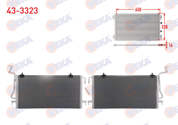 VEKA 43-3323 | Klima Radyatörü Peugeot Partner / Citroen Berlingo / 1.9 D