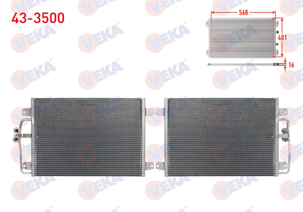 VEKA 43-3500 | Klima Radyatörü Renault Megane I (Ba0 / 1) 1.4İ 16V A-T / M-T 1996-2003