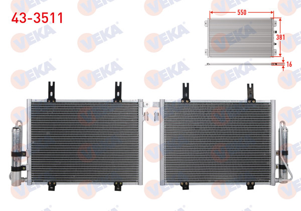 VEKA 43-3511 | Klima Radyatörü Tuplu Renault Kangoo (Kc0 / 1) 1.4İ M-T 1998-2008