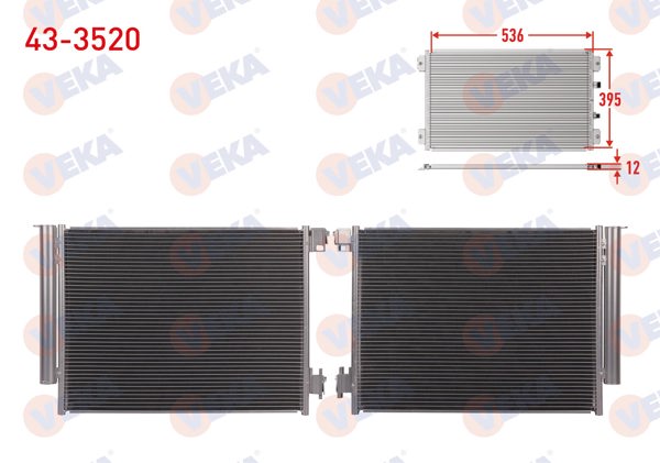 VEKA 43-3520 | Klima Radyatörü Renault Clio V, 5.5 1.0 TCE-1.3 TCE-1.5 Bluedcı 2019-2024 / Captur II 1.0 TCE-1.3 TCE-1.5 DCI 2020-/ Nissan Micra V (K14) 1.0 2016-/ Juke (F16) 1.0 2020 -