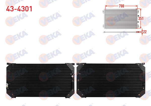 VEKA 43-4301 | Klima Radyatörü Toyota Corolla (_E10_) 1.6İ Ae101 A-T / M-T 1992-1997