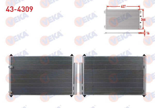VEKA 43-4309 | Klima Radyatörü Toyota Corolla 1.4 D-4D 2012 -