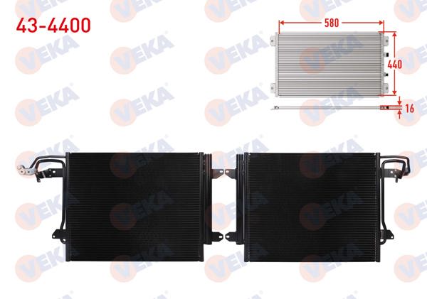 VEKA 43-4400 | Klima Radyatörü Volkswagen Caddy III (2Ka,2Kh,2Ca,2Ch) 1.9 TDI M-T 2004-2010