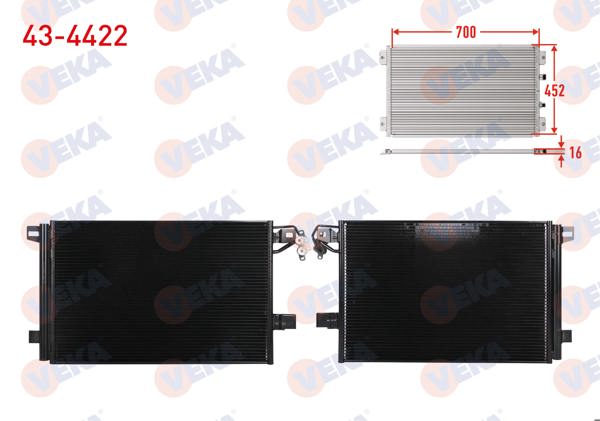VEKA 43-4422 | Klima Radyatörü Volkswagen Transporter VI 2.0 TDI 2009 -
