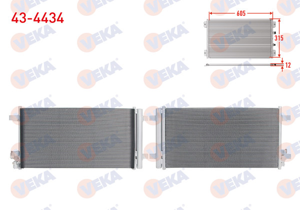 VEKA 43-4434 | Klima Radyatörü Volkswagen Polo (Aw1) 1.0 2018-/ Seat Ibiza V (Kj1) 1.0 2017-/ Arona (Kj7) 1.0 2017 -