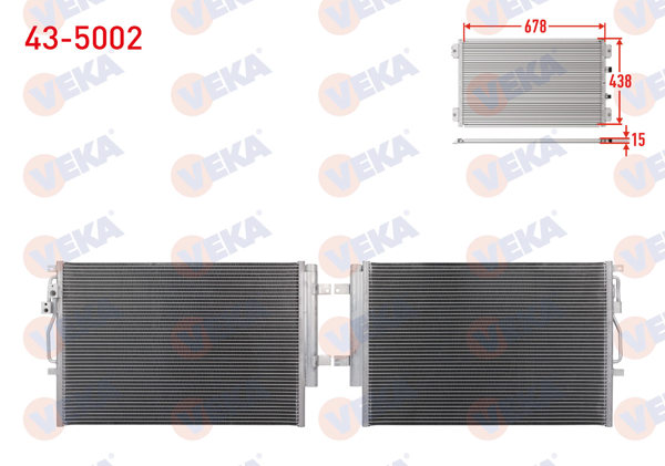 VEKA 43-5002 | Klima Radyatörü Chery Omoda 5 (T19c) / Tıggo 7 Pro (T1e) / Tıggo 8 Pro (T1d) 1.6 T-GDI 2022 -
