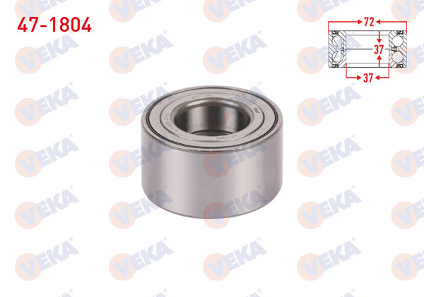 VEKA 47-1804 | On Tekerlek Rulmanı Sol-Sağ 37X72x37 Albea 1.3 Mjt 2003-2007 / Linea 1.3 Mjt 2007-/ Fiorino 1.3 Mjt 2007-/ Doblo 1.2İ-1.4İ-1.9D 2001-2010 / Clio Symbol 1.2-1.4-1.6-1.5 DCI 1998-2005 / Kangoo 1.9 Dtı 1998-2008