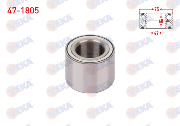VEKA 47-1805 | Arka Tekerlek Rulmanı Sol-Sağ 42X75x60 1994-Fiat Ducato 2.5 TDI-2.8 TDI 2002-/ Boxer I 2.5 TDI-2.8 HDI 1994-2002 / Jumper I 2.5 TDI-2.8 HDI 1994-2002