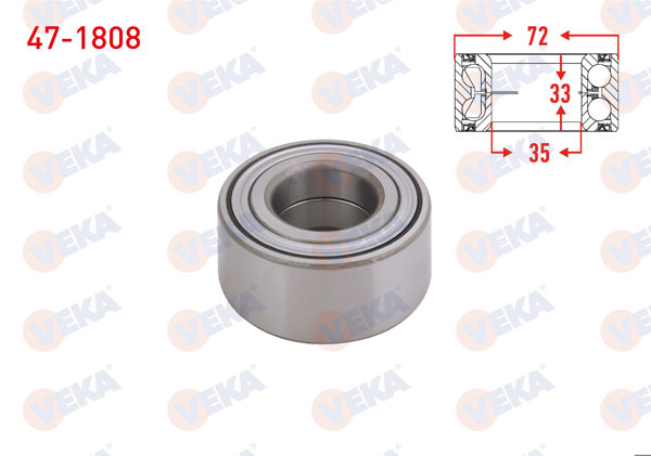 VEKA 47-1808 | On Tekerlek Rulmanı Sol-Sağ ABS Okuyuculu 35X72x33 Fiat Linea 1.4-1.6 Mjt 2007-/ Fiorino 1.4İ 2007-/ G.Punto 1.2 Mpı-1.4 Mpı 2005-2012 / Opel Corsa D 1.2-1.4 2006-2014 / Bipper 1.4 HDI 2008 -