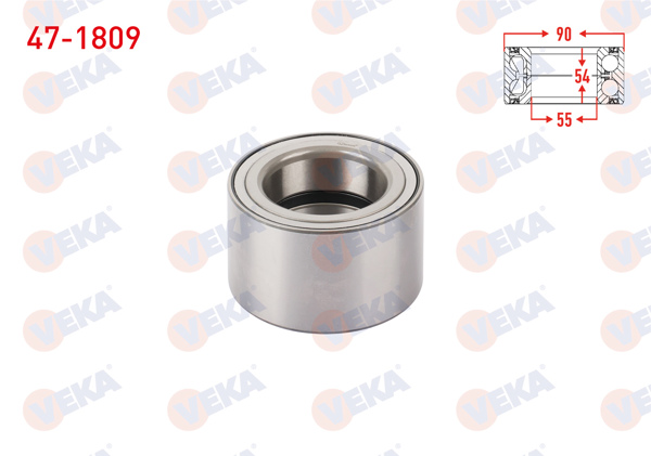 VEKA 47-1809 | On Tekerlek Rulmanı Sol-Sağ ABS'li 55X90x54 Ducato 2.3 Mjt 2006-2014 / Boxer III 2.2 HDI 2006-2014 / Jumper III 2.2 HDI 2006-2014 / Master III 2.3 DCI 2010-/ Movano B 2.3 CDTI 2010 -