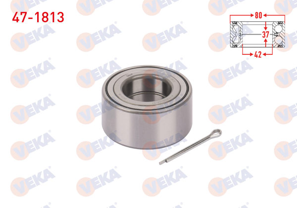 VEKA 47-1813 | On Tekerlek Rulmanı Sol-Sağ 42X80x37 Fiat Marea 2.0İ 1996-2007 / Alfa Romeo 155 2.0 16V 1992-1997