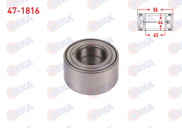 VEKA 47-1816 | On Tekerlek Rulmanı Sol-Sağ ABS'li 45X86x44 Fiat Scudo 2007-/ Citroen Jumpy 2007-/ Spacetourer 2016-/ Peugeot Expert 2007-/ Traveller 2016-/ Opel Vivaro C 2019 -