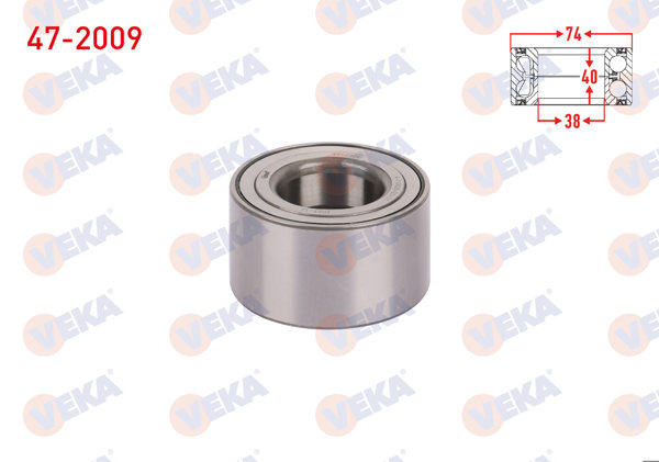 VEKA 47-2009 | On Tekerlek Rulmanı Sol-Sağ ABS Okuyuculu 38X74x40 Honda Jazz III 1.4İ 2008-2012 / Jazz IV 1.3 2016-/ City 1.4 I-Vtec 2009-2012 / Cr-V II 2.0İ 2002-2006